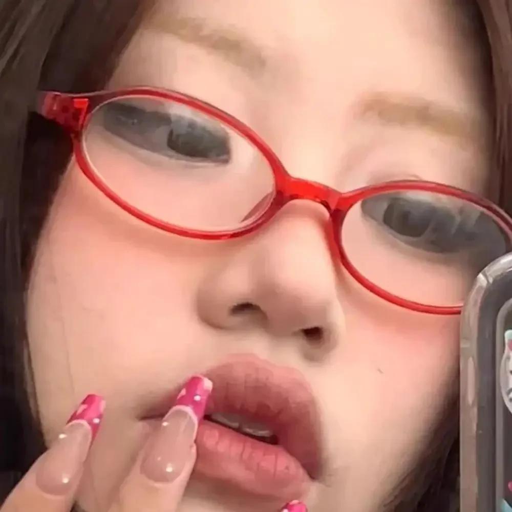 New Y2K Oval Frame Anti-Blue Light Glasses Girls Fashion Retro Cat Eye Narrow Spectacles Small Plain Computer Reading Goggles