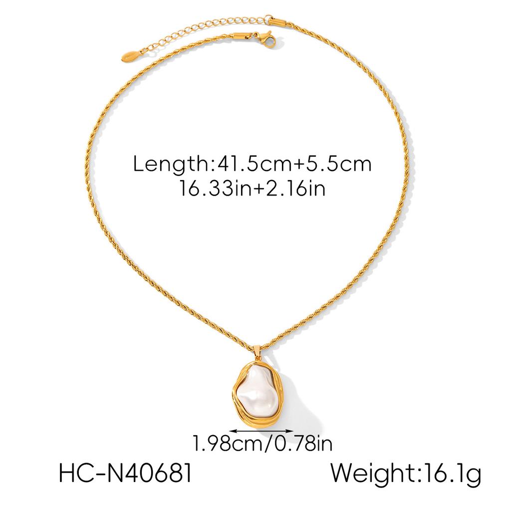 French Vintage Jewelry Irregular Baroque Pendant Stainless Steel Necklace Women's High-end Titanium Steel Earrings