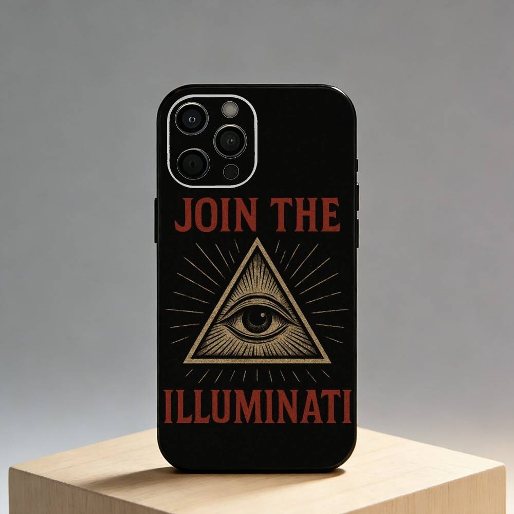 I-Illuminati Phone Case For iPhone17,16,15,14,13,12 Plus,Max Soft Silicone Black Cover
