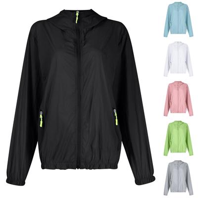 Women's Solid Colored Hooded Sun Proof, Waterproof, And Windproof Jacket, Outdoor Hiking Thin Jacket