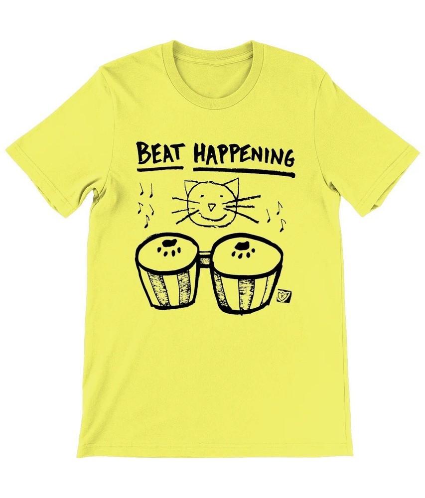 

Beat Happening Cat Bongos 1987 Yellow TShirt full size Unisex T-Shirt XXXXL