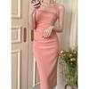 French Exquisite Retro Summer Halter Dress - Slim Fit, Bodycon with Slit, Spaghetti Straps, Royal Sister Style.