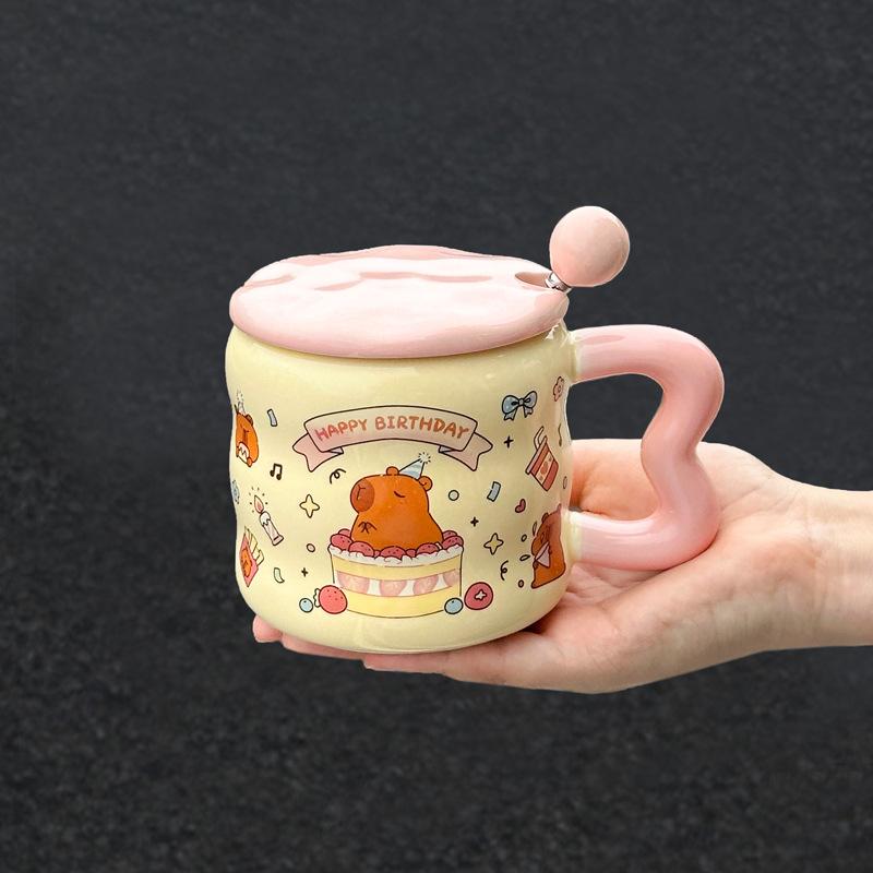 Birthday gift for girlfriends Kapibara cute capybara cup girls ceramic mug with lid gift box