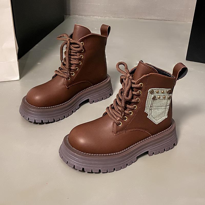 

Ботинки Martin из полированной кожи в стиле ретро, женские, 2024, новые, с большой головкой, с толстыми подошвами, с эффектом «бублик», короткие, с эффектом «ниша» 40