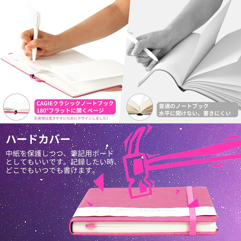 CAGIE A5 Hardcover 8mm Ruled Pen Classic x Travel Lilac Notebook, Stylish, Lines, Holder, Design, Cute, 14.5cm 21cm, Business, Adult, Girl, Journal,