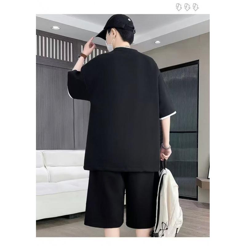 Men'S Casual Sports Suit New Summer Two-Piece Set Ice Silk Short-Sleeve T-Shirt And Shorts For Men