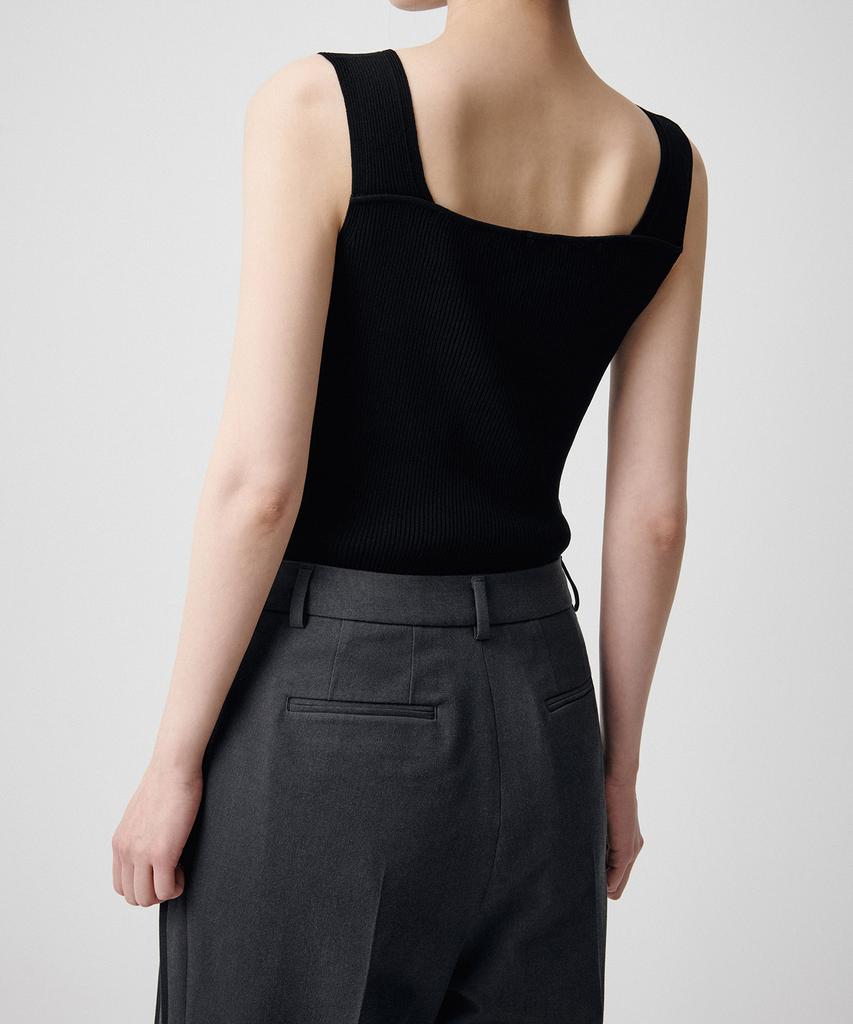 MUSINSA STANDARD WOMAN Women'S Ribbed V-Neck Knit Sleeveless Top [Black]