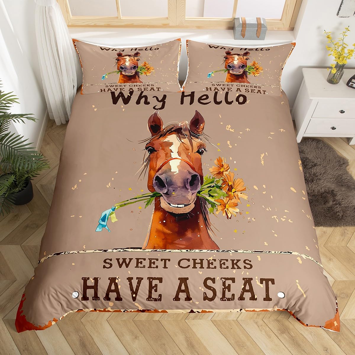 Пододеяльник с изображением мультяшной лошади King Queen Galloping Horse — фото 6