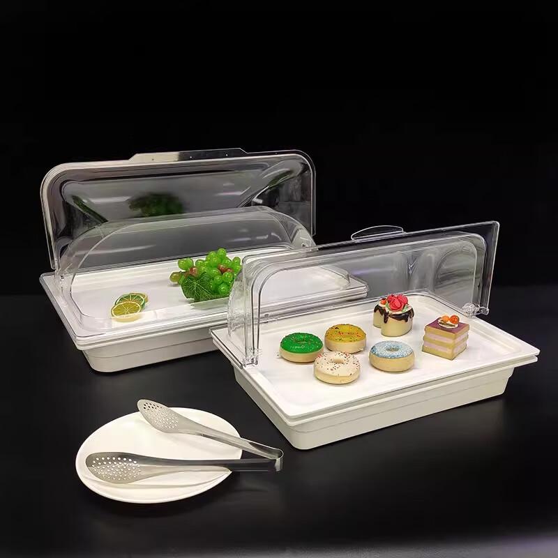 Clear Plastic Bread & Cake Display Tray with Insulated Dust Cover