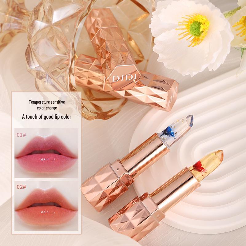 DJDJ Color-Changing Petal Jelly Lipstick: Moisturizing, Long-Lasting, Temperature-Adaptive, Floral Scent, No-Transfer.