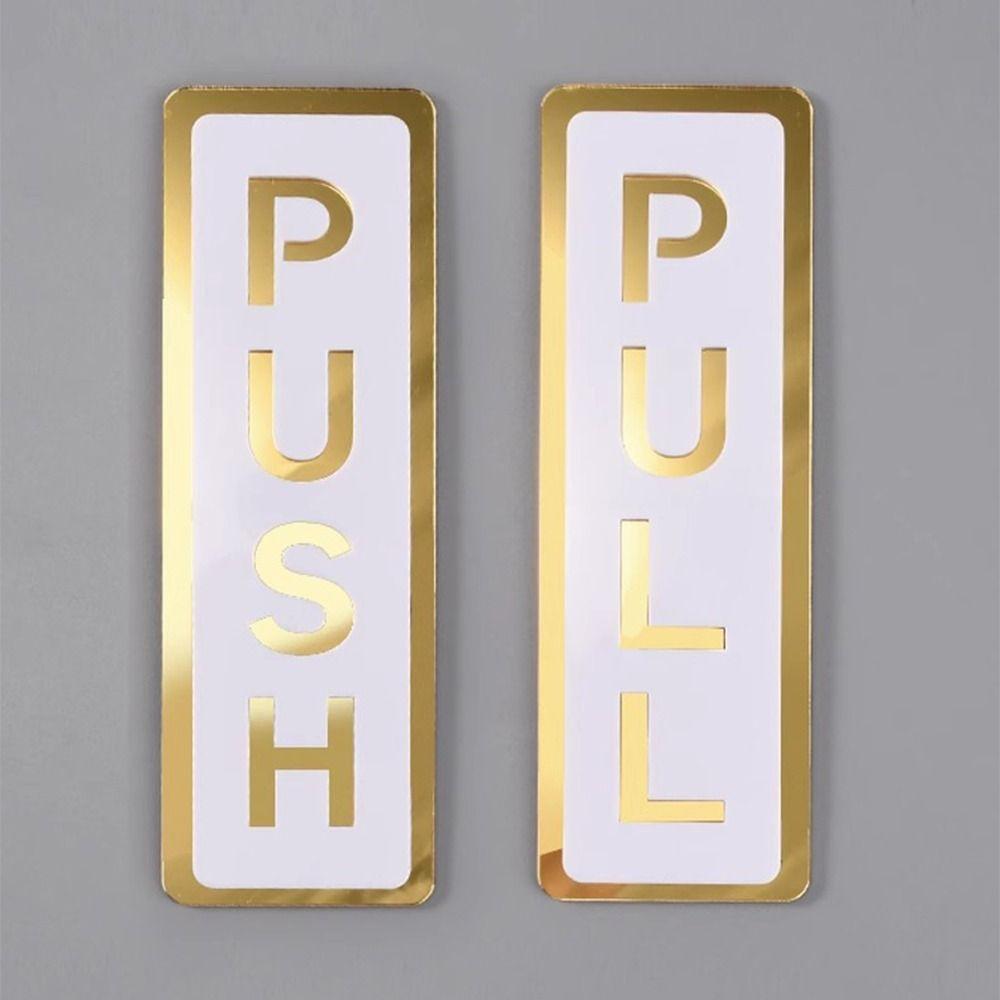 2Pcs 3D Sliding Door Logo Acrylic Restaurant Pull Stickers Push Pull Door Sign Home Decoration