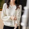 2024 Spring/Autumn Women's Nine-Sleeve V-Neck Knit Top