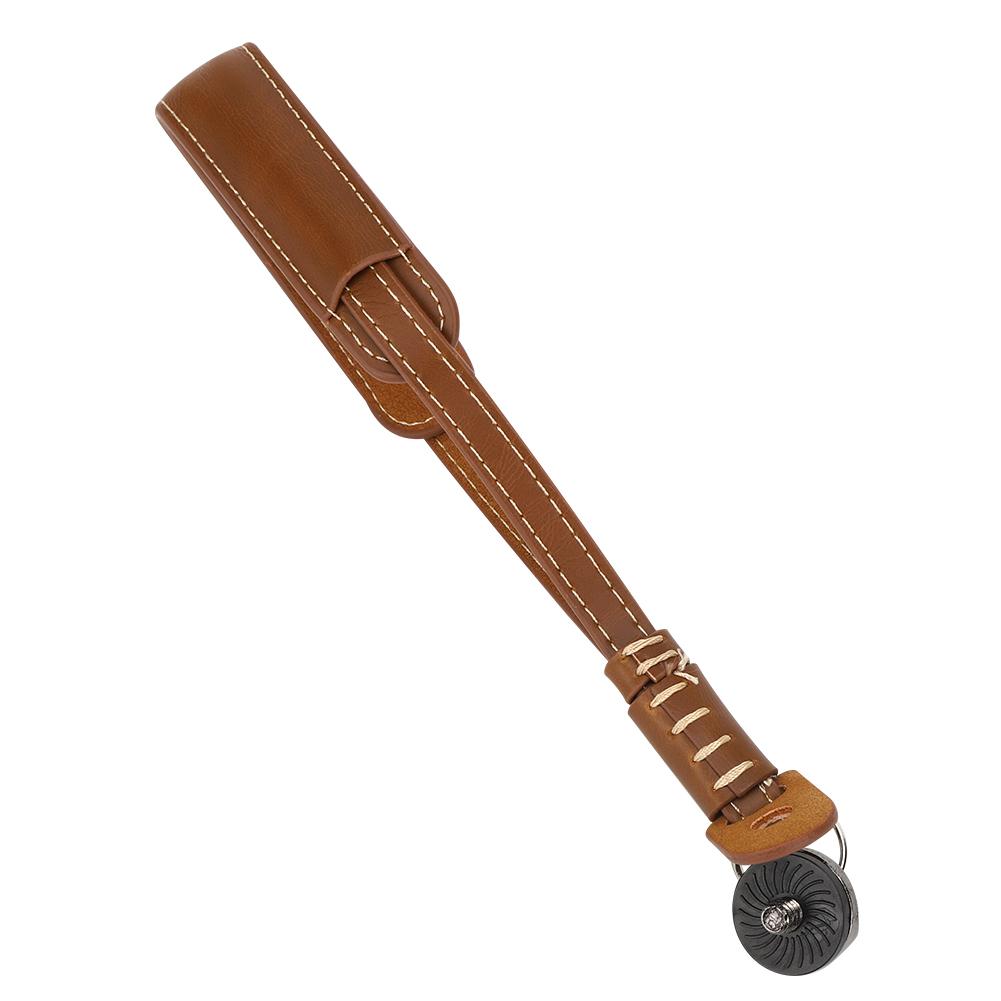 PU Leather Light Brown Handheld Headball Camera Mobile Phone Lanyard Hanging Rope Hand Wrist Strap