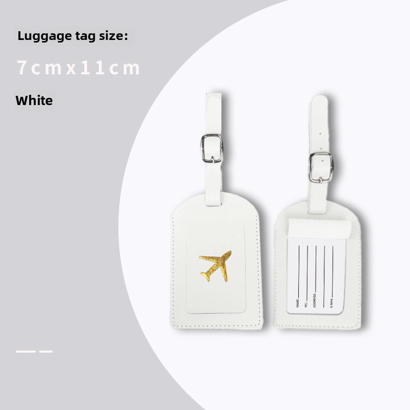 "PU Leather Luggage Tag & Passport Cover Set with Cross-Border Airplane Design"