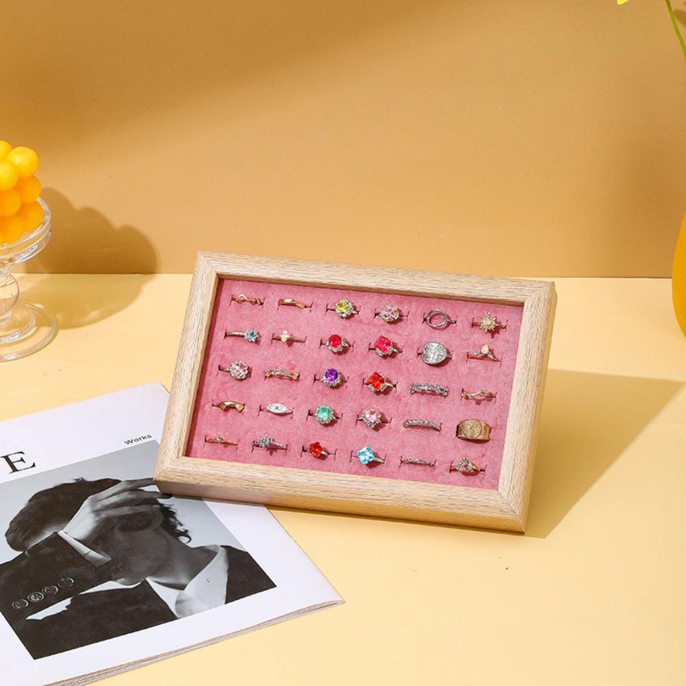 Velvet Rings Display Tray 30 Slot Finger Ring Storage Rack Fashion Jewelry Trays  Display Props