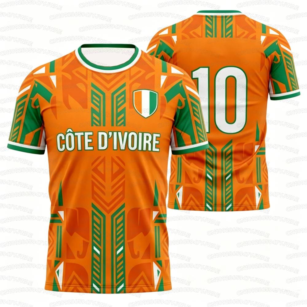 T-shirt Estiva Unisex Stampa Costa d'Avorio Scollo a V Manica Corta Maglietta Costa d'Avorio Maglie Taglie Forti T-shirt Sportiva Fan di Calcio