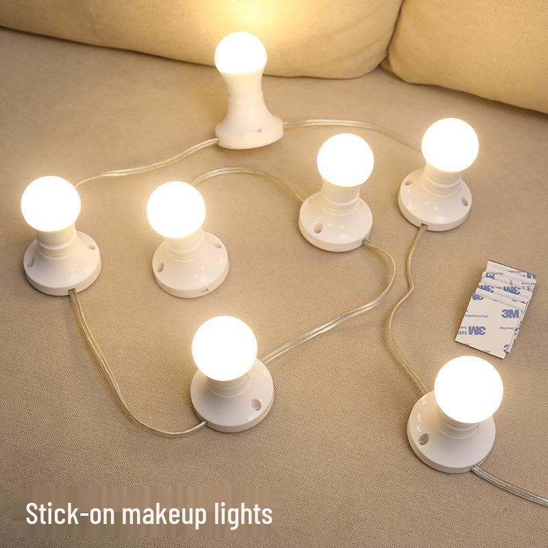 Makeup Vanity Mirror LED Light with Adhesive, No-Punch Installation, and Replaceable Bulb for Bathroom.