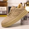 Shoes for Men Leather Casual Shoes Retro Designer Thick-soled Flat Skateboard Shoes Youth Lace-up Sneakers
