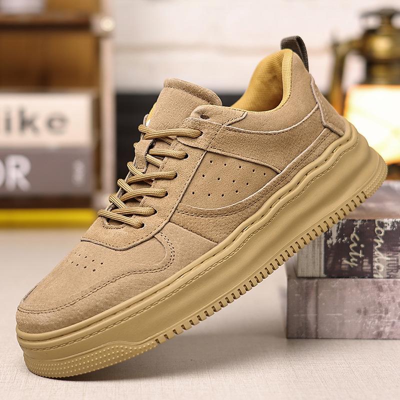 Shoes for Men Leather Casual Shoes Retro Designer Thick-soled Flat Skateboard Shoes Youth Lace-up Sneakers