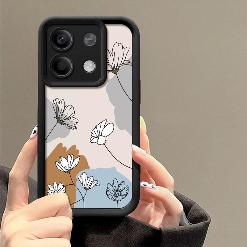 For Xiaomi 14t 13t Poco X6 F6 X5 Pro Redmi Note 14 13 12 11 10 Pro Line Flower Pattern Shockproof Silicone Soft Lens Protection Anti-Fall Case
