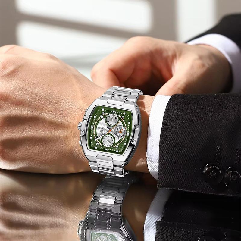 Watch for Man Tonneau New Style Fashion travels Outdoors Sport Chronograph Quartz Watch Original Male Gift Clock 2025