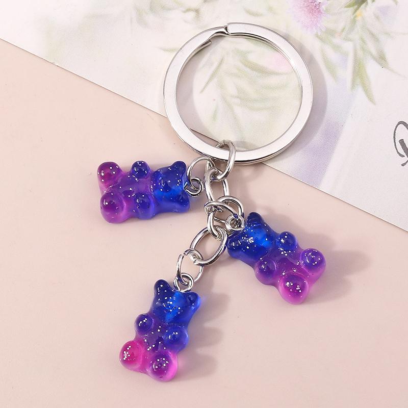 Colorful Resin 3D Bear Keychain Animal Key Rings Pendants for Women Girl Key Holder Handbag Pendants Charms DIY Jewelry Gifts