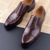 Fashion Classic Brogue Shoe Men's Business Suits Matches New Style Genuine Cowhide Handmade Formal Office Wedding Party Mans Dress Shoes