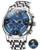 OLEVS Men's Stylish Chronograph Watch, Popular Brand for Business, Large, Easy-to-Read Analog, Waterproof Quartz Wristwatch (Blue/White - 2892)