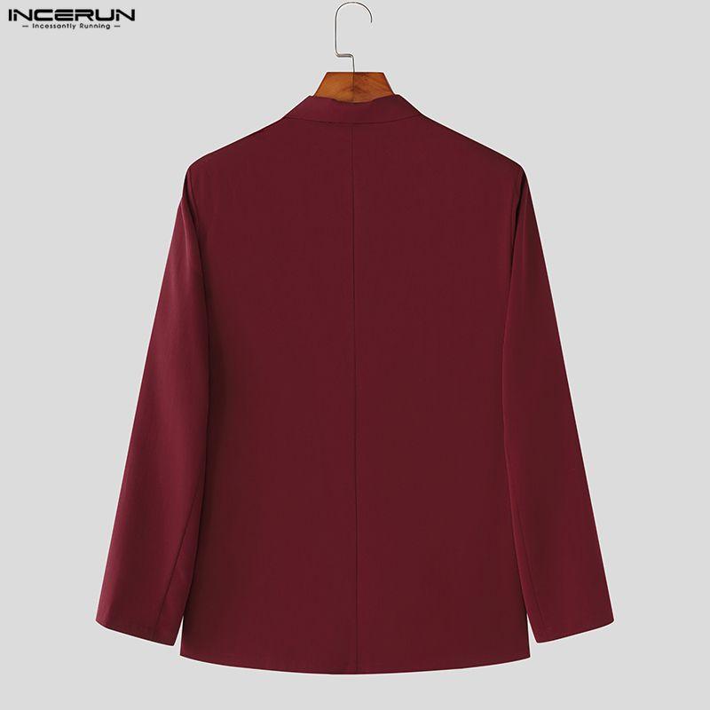 INCERUN Men Peak Lapel Long Sleeve Thin Blazer Long Pants Two Piece Suit Casual Outfits Sets