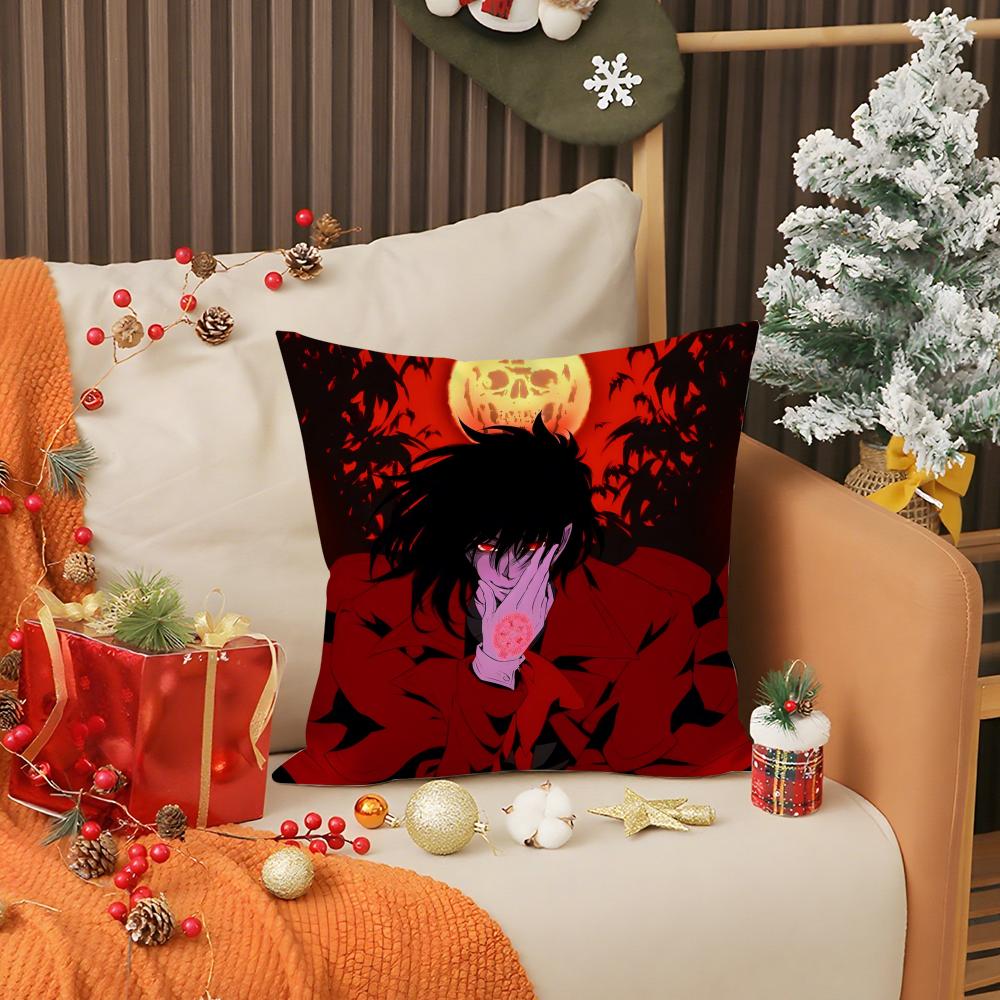 Anime Cool Hot H-Hellsings Pillow Case Anti-dustmite Pillow Invisible zipper silky short plush Sofa cushion cover