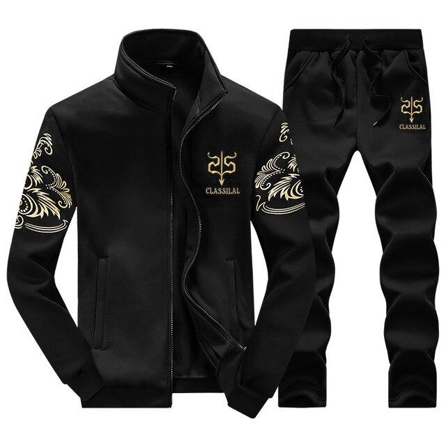 

Mens Set 2pc Zipper Autumn Sportswear Casual Tracksuit Male 2026 Sweatshirt Jacket +Pans Suit Hoodies Moleton Masculino Dropship M