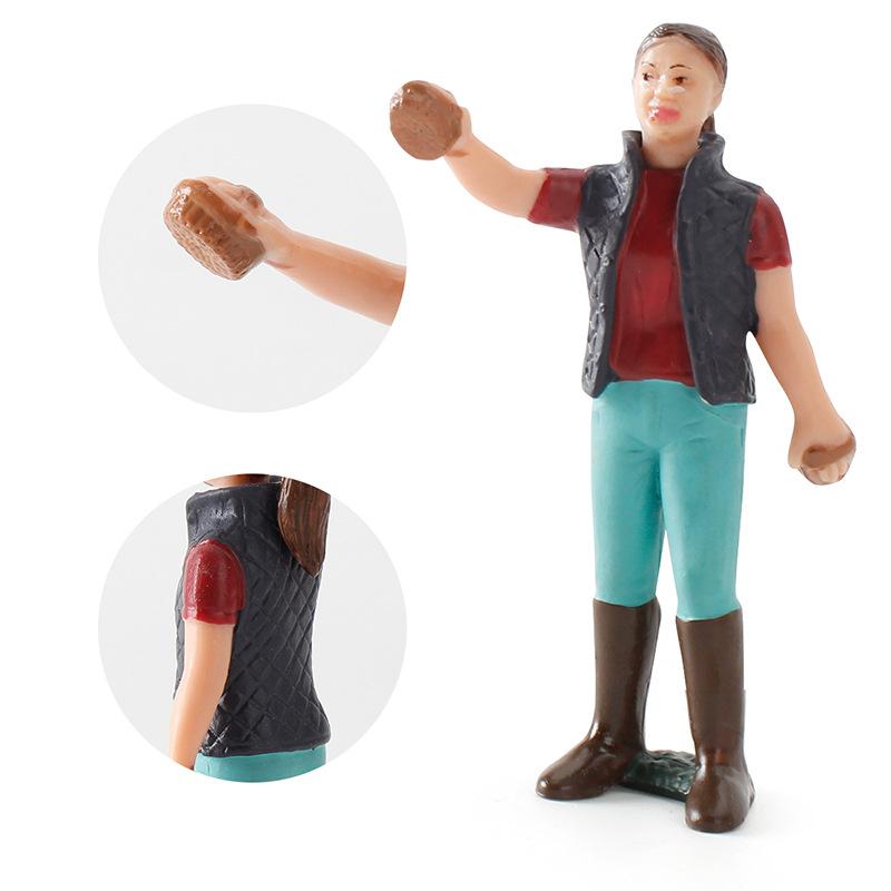 Simulation Solid Pasture Farm Plow Workers Washing Workers Farmers Women Character Model Set Toys