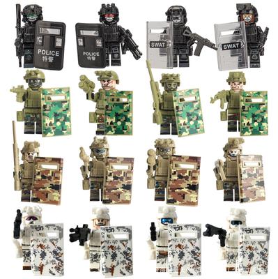 Military Ghost Special Police Building Block Doll Shield Weapon Eight Way Volunteer Army Special Forces Puzzle Assembly Toy