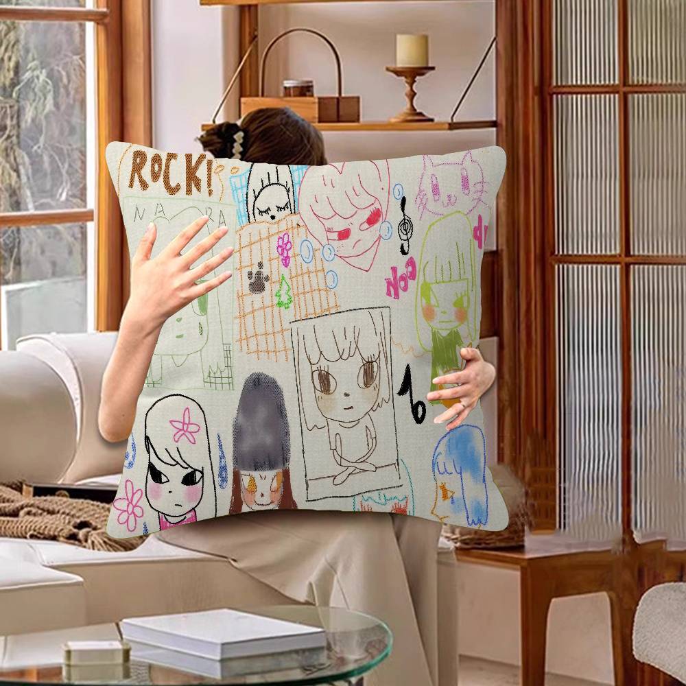 Yoshitomo Nara Dream Doll Vintage Pillow Cover For Bedroom Room And Living Room Sofa Decorative Cushion Cover