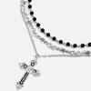 Fashion Retro Gothic Chain Collarbone Chain, Cross Pendant, Necklace Set, Simple Collarbone Chain, Men's and Women's Style,
