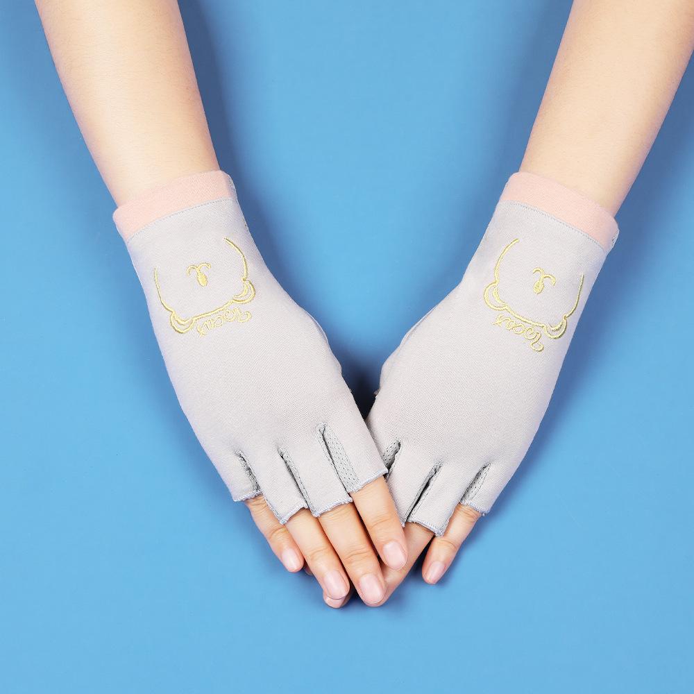 Sunscreen Gloves with Thin Fingers for Women In Summer Driving and Riding Anti Slip UV Tea Picking Manicure Half Finger Gloves