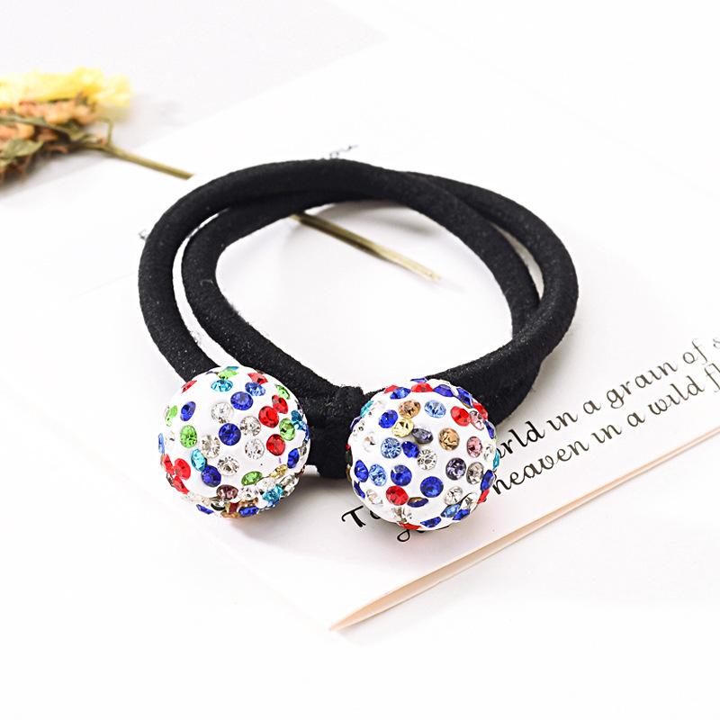 Benzi de Păr cu Bilă de Stras Multicoloră Coreeană două-în-unu Bandă Elastică de Cauciuc Suport Coadă de Cal Elastice de Păr Accesorii de Păr Femei Copii