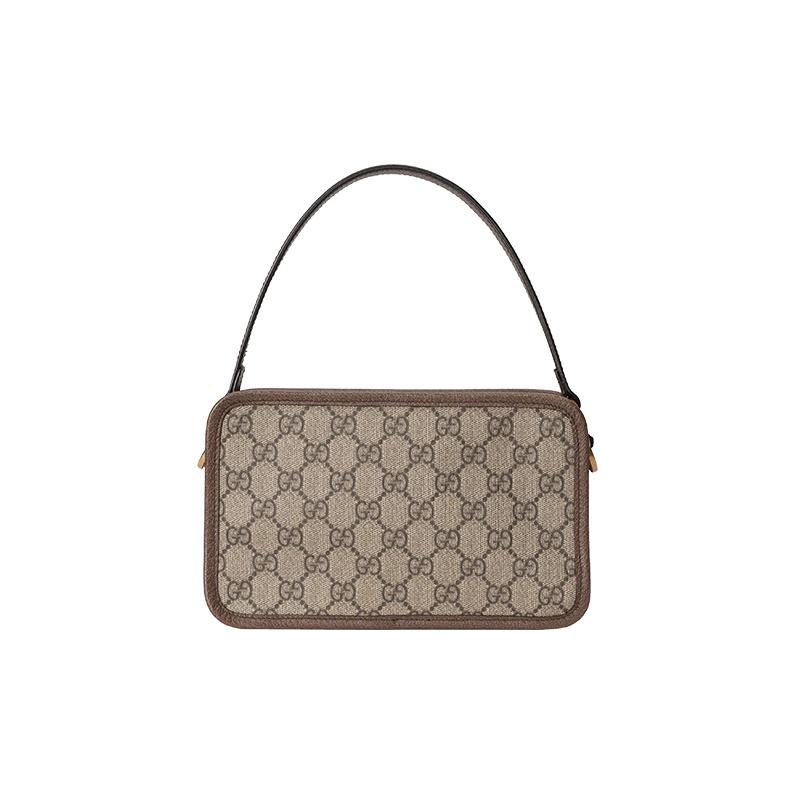 Gucci Ophidia Logo Stripe Web Canvas And Leather Small Tote Crossbody Bag Women Bags Ebony Brown 598130-96IWT-8745