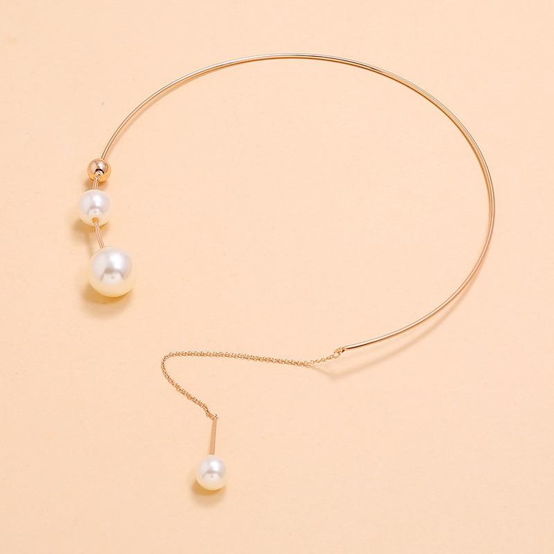 Elegant Big White Imitation Pearl Choker Necklace Clavicle Chain Fashion Necklace For Women Wedding Jewelry Collar  New