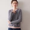 2025 Autumn/Winter Women's Cashmere Color Block Round Neck Loose Cardigan Sweater - Elegant Fashion Knitwear Outerwear