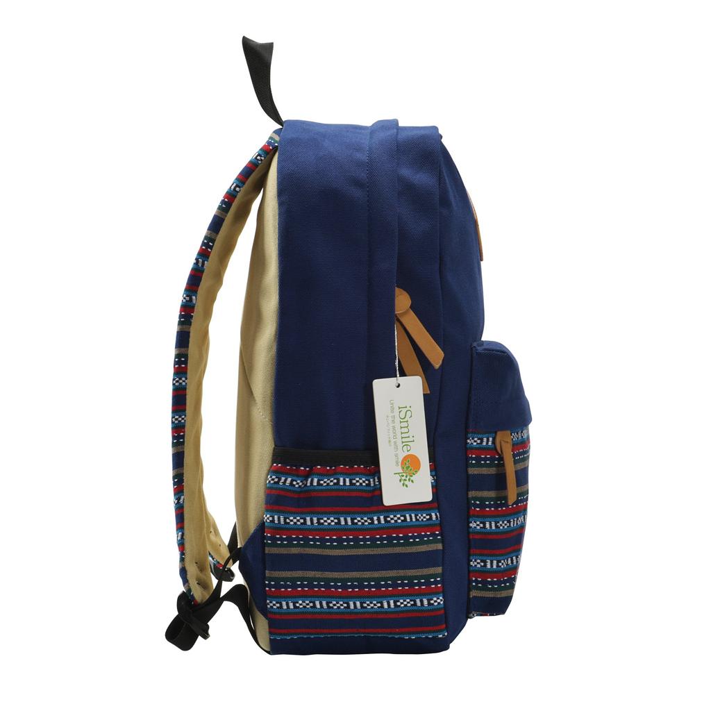 iSmile Backpack, Men's and Women's, Outdoor Canvas, Perfect for Commuting, School, and Casual Use, Blue