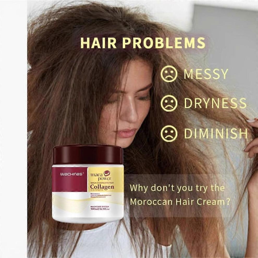 (1 set) Trattamento Capelli al Collagene Riparazione Profonda Balsamo per Tutti i Tipi di Capelli 500 ml + Siero per Capelli all'Olio di Argan per Capelli Secchi e Danneggiati 50 ml