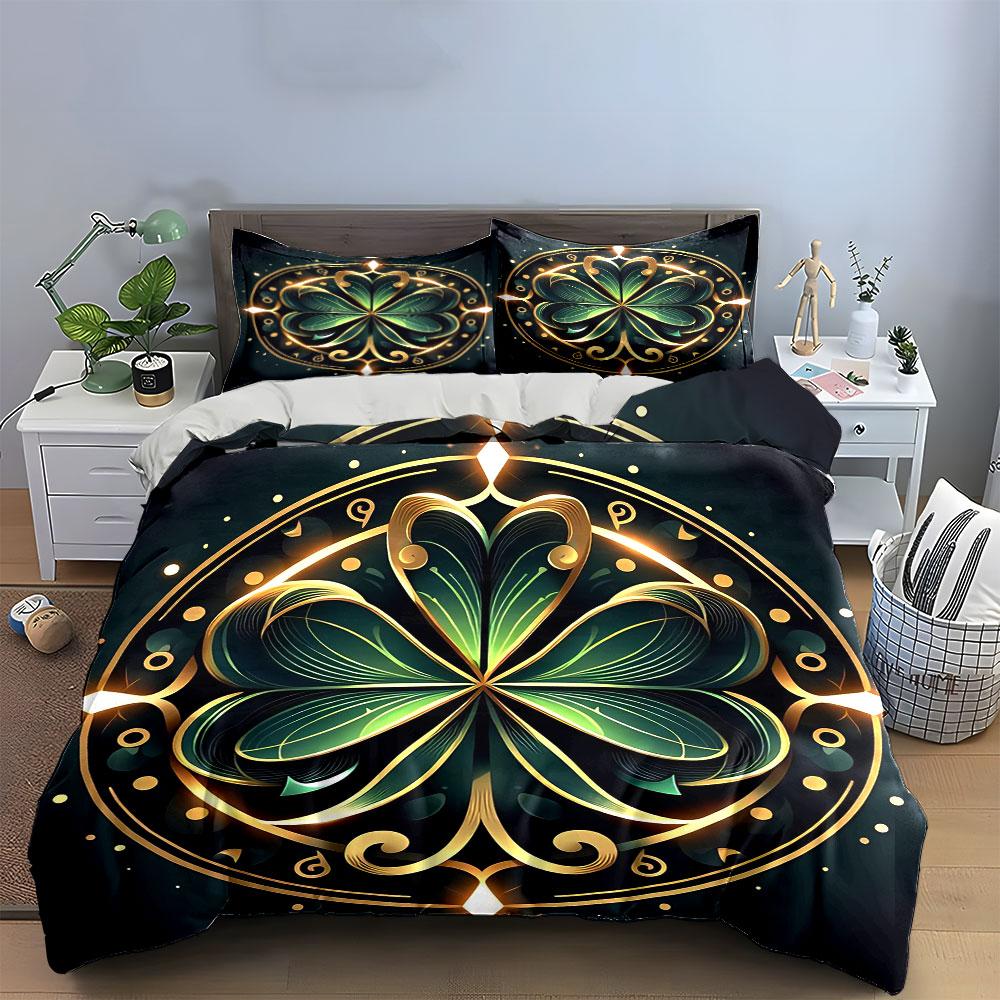 Decorative Clover Design Set Soft Comfortable Duvet Cover Bedding Set Included 1*Duvet Cover & 2*Pillowcases, Gift