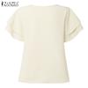 ZANZEA Women Summer V-Neck Ruffles Short Sleeve Casual Blouse