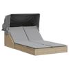 vidaXL Doppel-Sonnenliege mit Dach und Auflagen Beige Poly Rattan