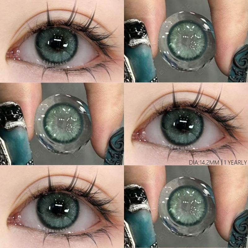 

1 пара модных цветных линз, серые линзы для зрачков, зеленые контактные линзы для глаз, коричневые линзы, годовая косметика, синие контактные линзы для глаз