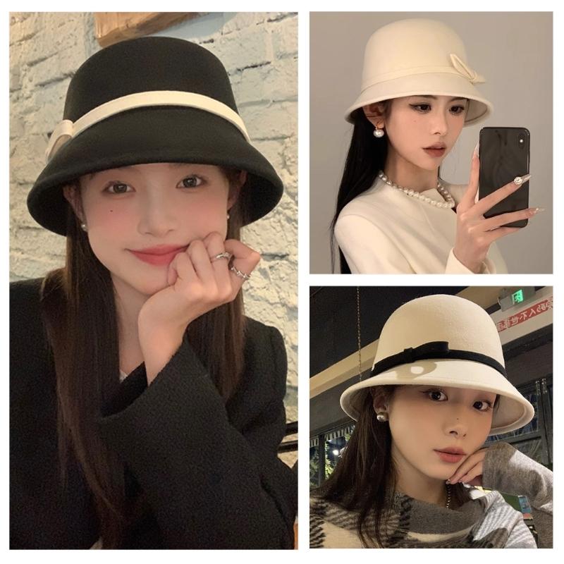 Princess Cloche Hat Handmade Woolen Hat Elegant Sun Hat Surprise Gift for Girlfriend for Vacations French Style