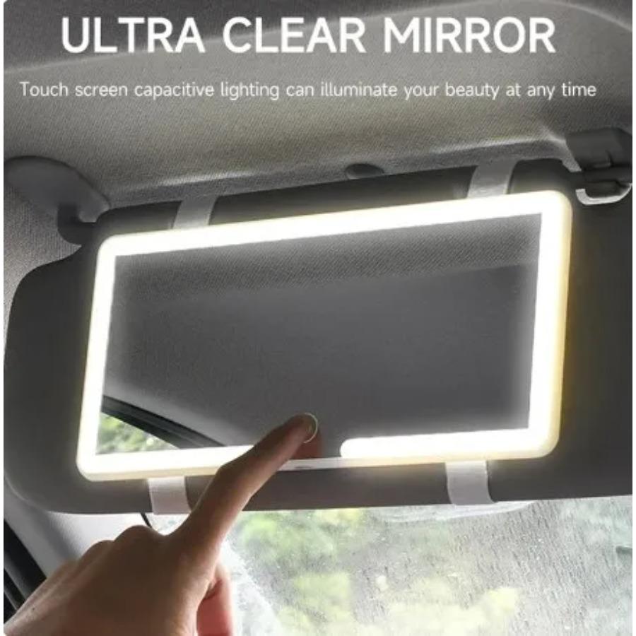 1pc Car LED Makeup Mirror HD Mirror Three Gear Adjustment Sun Visor Plate Interior RearMirror Dimmable Auto Vanity Mirror