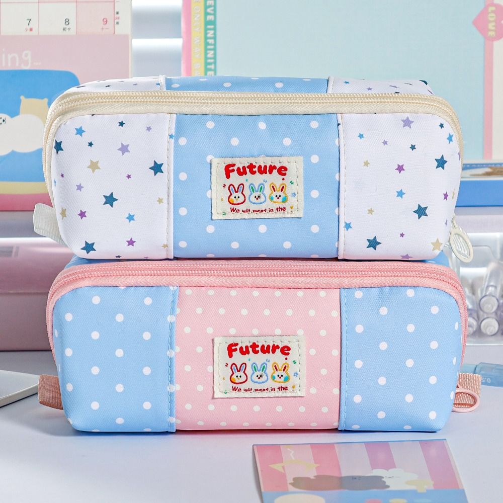 With Multi Compartments Pencil Case Dopamine Color Stationery Bag Cute Pencil Pouch  Gift