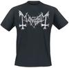 T-shirt con Logo Classico Mayhem, Maglietta Band Black Metal con Stampa Logo Bianco Vintage, Merch per Fan Black Metal Norvegese